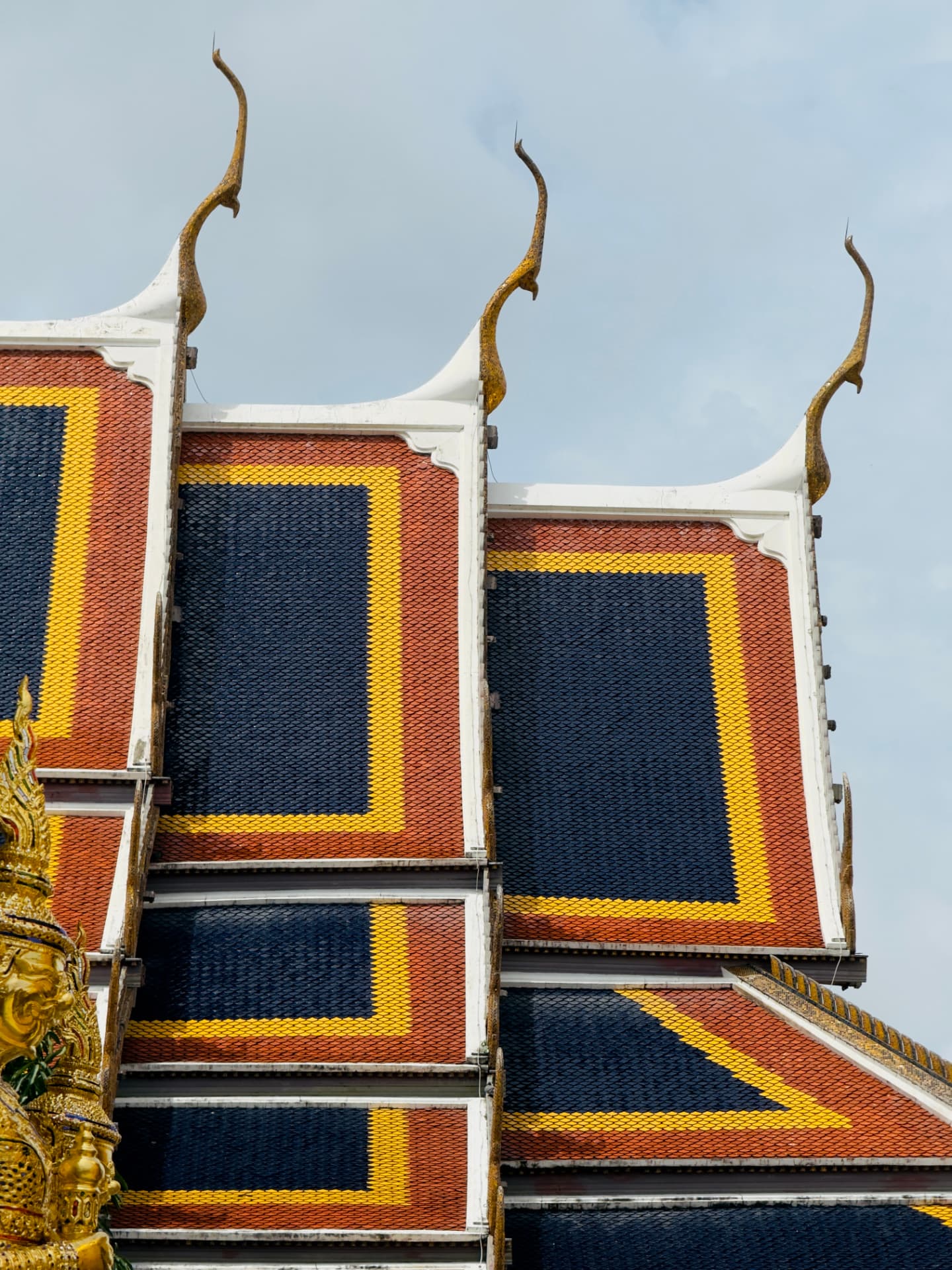 Ornate temple rooftops photographed in Thailand